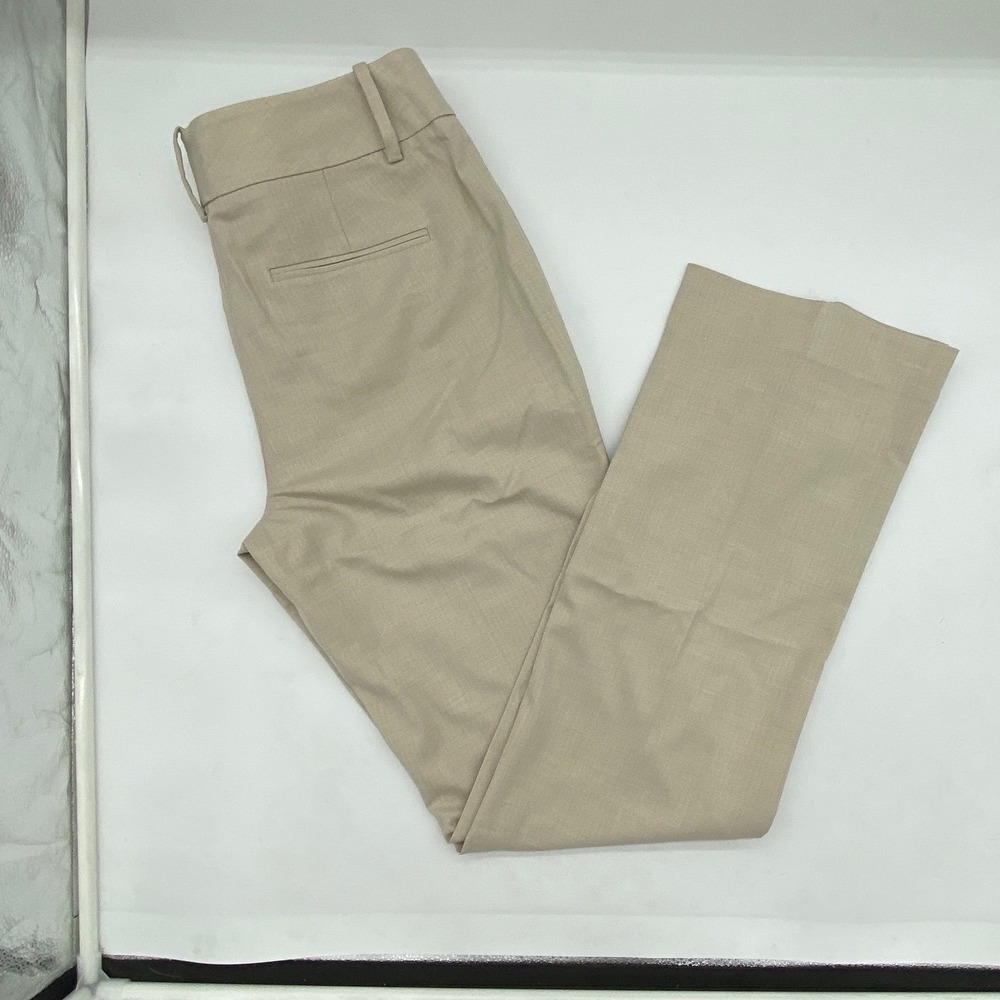 Ann Taylor Factory The Straight Beige Herringbone Mid Rise Trousers Pants Size 4